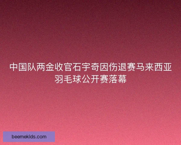 中国队两金收官石宇奇因伤退赛马来西亚羽毛球公开赛落幕